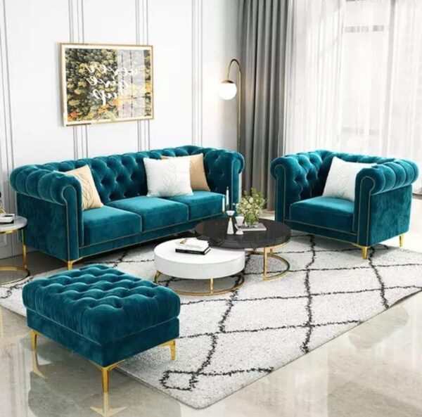 Chesterfield Sofa Set with Ottoman